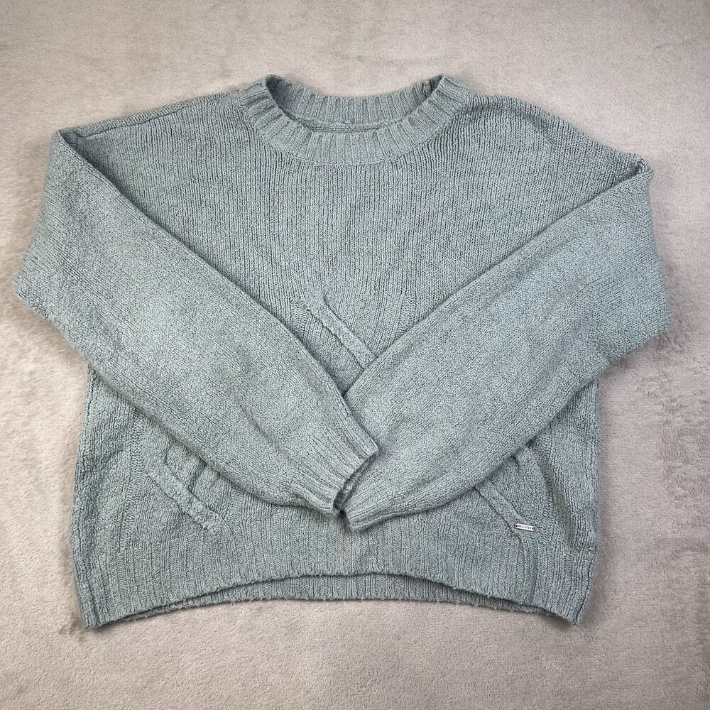 Hollister Pullover Sweater Womens Medium Sage Green Knit Crewneck Y2K